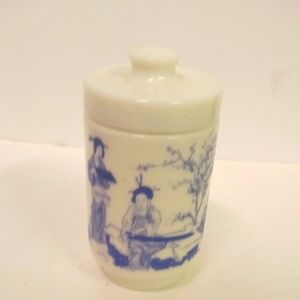 Vintage Asian Chinese Ethnicities Milk Glass Apothecary